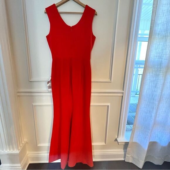 Dress The Population Sandro Mermaid Gown With Slit in Large Poppy Red, NWT - Picture 9 of 14